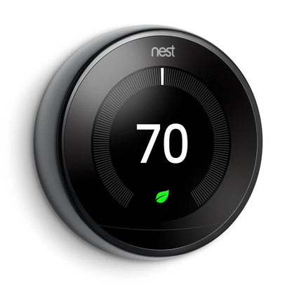 Google Nest T3018US Nest Learning Thermostat 3rd Gen Smart Thermostat (Mirror Black)) Bundle with Deco Essentials Wall Plate Cover for Google Nest Thermostat 1st, 2nd, 3rd Generation Models