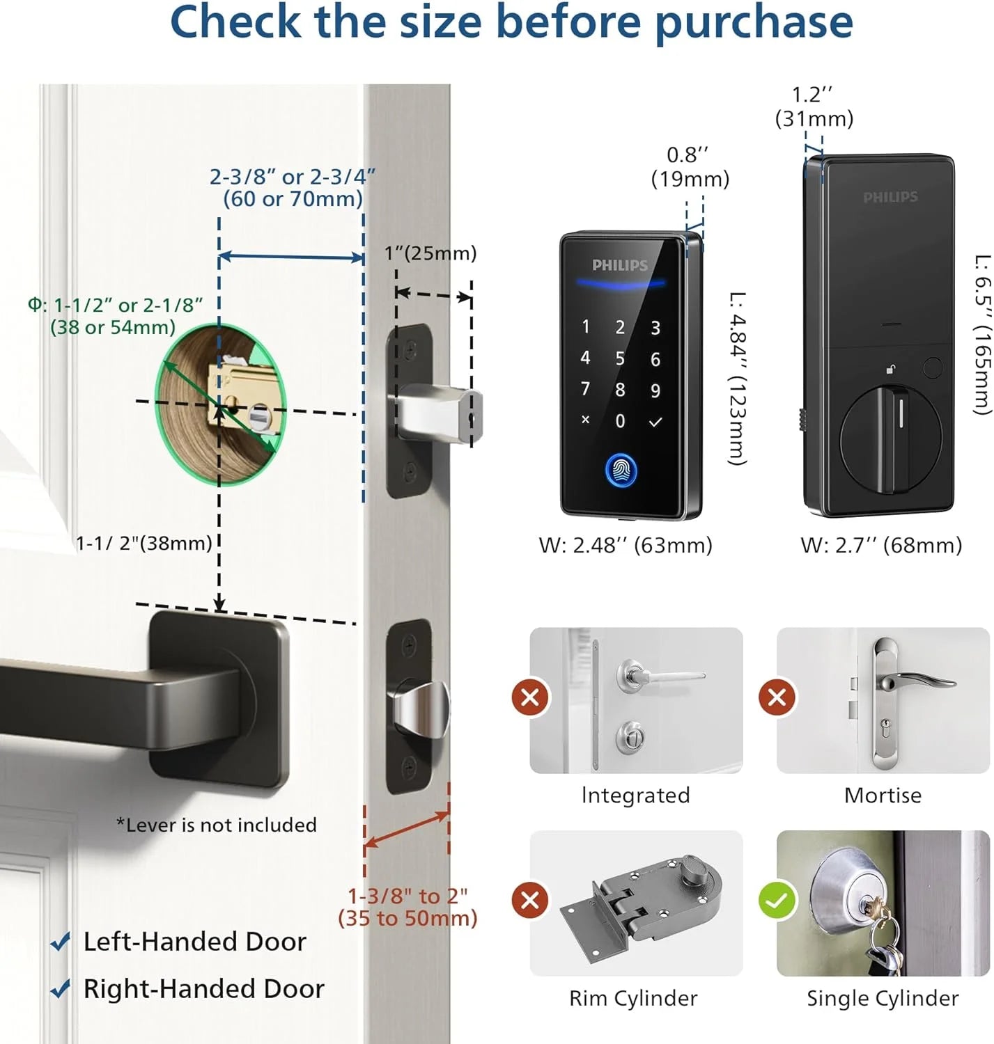 Keyless Entry Door Lock with Keypad - Smart Deadbolt Lock for Front Door, Auto Lock, One-time PIN Code, Fingerprint Door Lock - Matte Black
