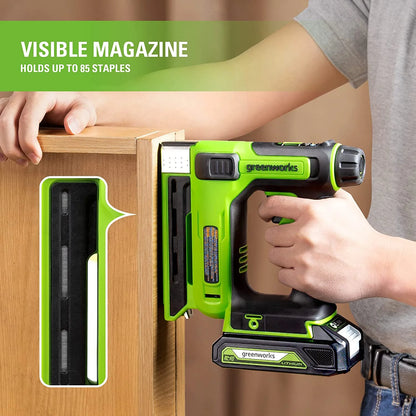 Greenworks 24V 3/8" Crown Stapler with 2Ah Battery & 2A Charger