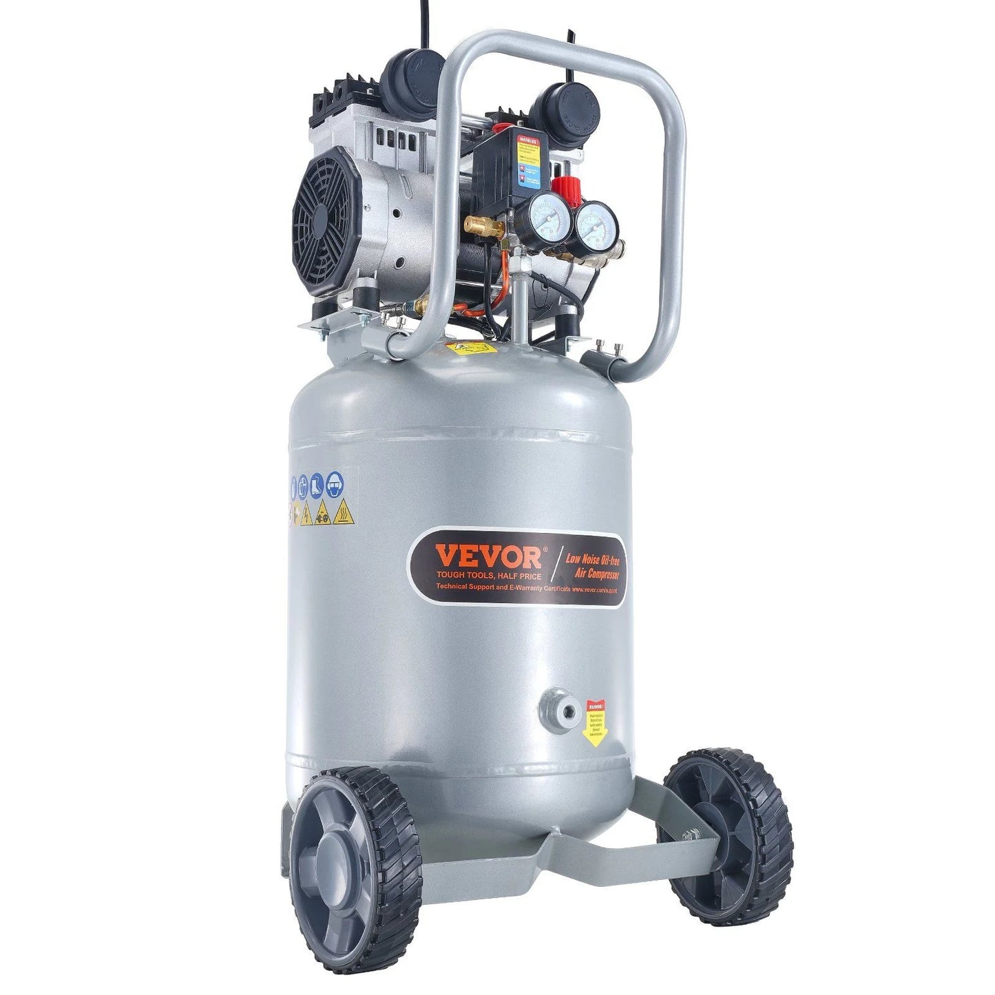 13 Gallon Air Compressor, 66dB Ultra-Quiet Compressor for Tire Inflation, Auto Repair, 2HP 4.6 SCFM@90PSI Oil Free Air Compressor Tank, Woodwork Nailing, Spray Painting (125PSI Max Pressure)