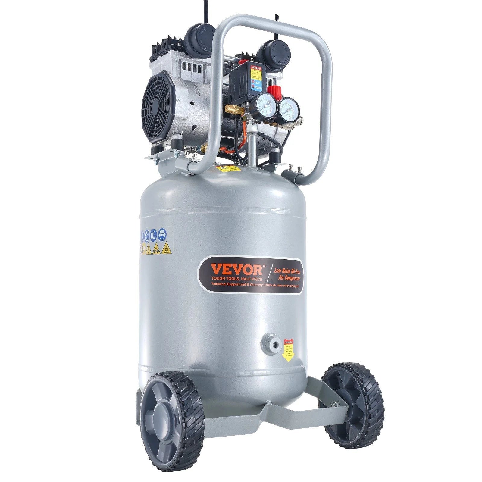13 Gallon Air Compressor, 66dB Ultra-Quiet Compressor for Tire Inflation, Auto Repair, 2HP 4.6 SCFM@90PSI Oil Free Air Compressor Tank, Woodwork Nailing, Spray Painting (125PSI Max Pressure)
