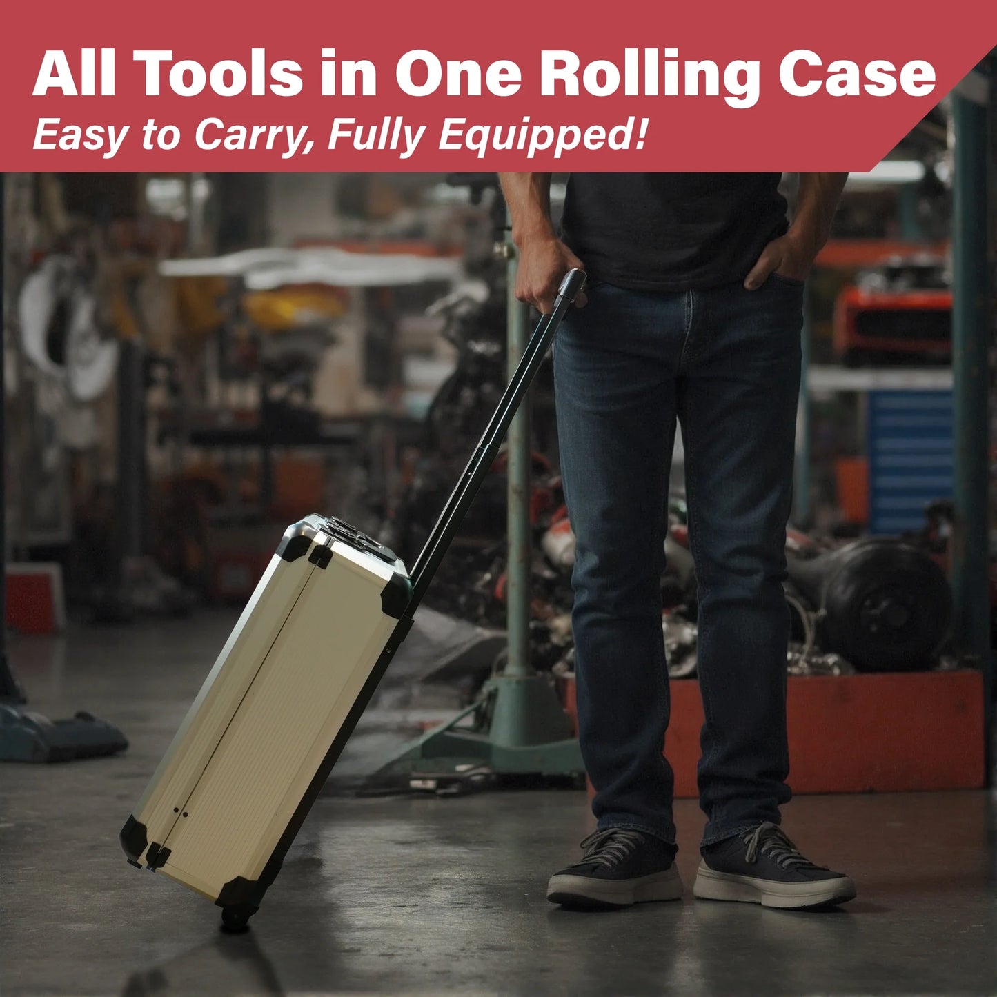 515-Piece Tool Set with Rolling Toolbox, Aluminum Trolley Case for Home, DIY Projects, Garden & General Maintenance
