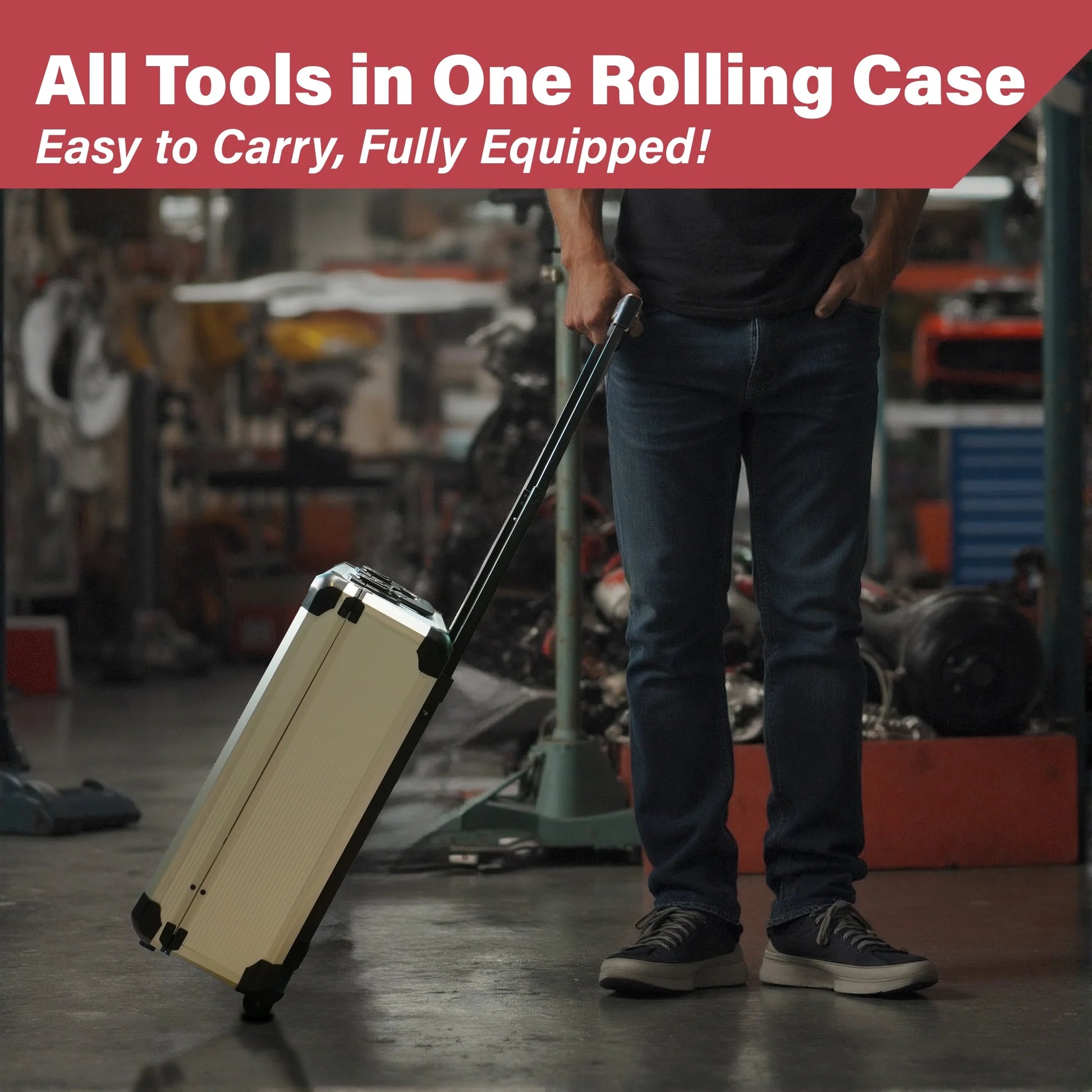 515-Piece Tool Set with Rolling Toolbox, Aluminum Trolley Case for Home, DIY Projects, Garden & General Maintenance