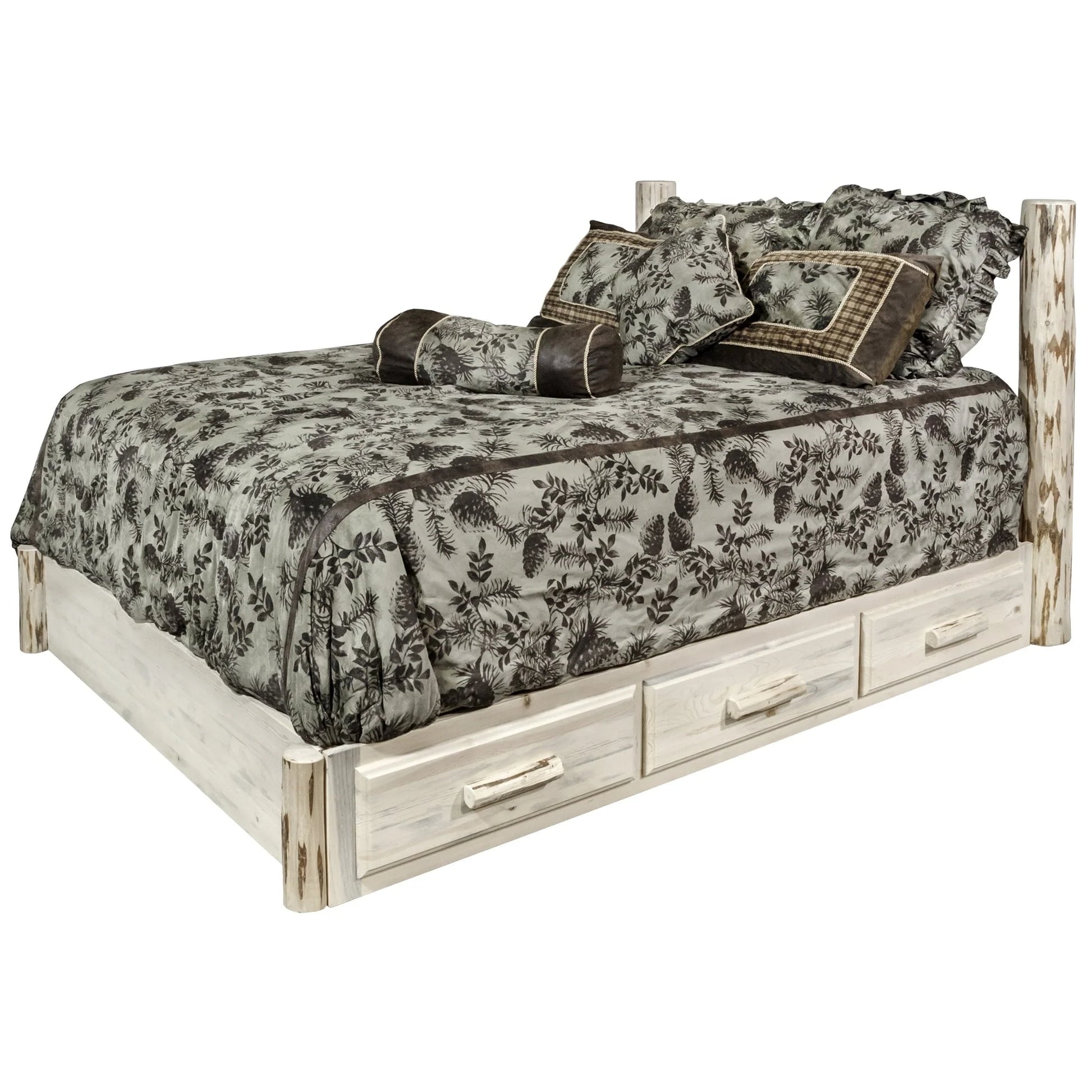 Montana Woodworks Collection King Platform Bed with Storage, Clear Lacquer Finish