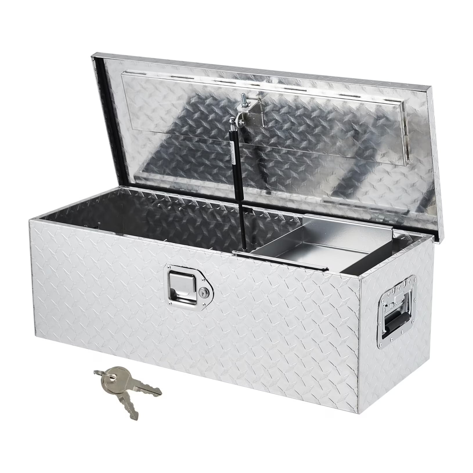 Aluminum Truck Tool Box, Truck Bed Storage Box with Security Lock and Wider Handles, Heavy Duty Waterproof Tool Box Organizer Chest for Pick Up Truck Rv Trailer