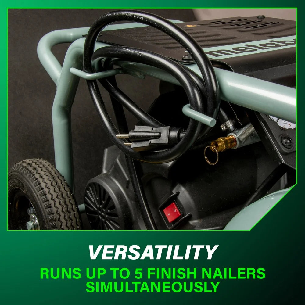 Metabo HPT Air Compressor, THE TANK, 8-Gallon Trolley Air Compressor, 225 PSI, Versatile for Use with Framing, Siding, Finish, or Roofing Nailers, Easy Mobility with Rubber Tires, EC1315S