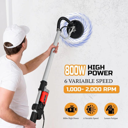 Drywall Sander 800W Commercial Electric Adjustable Variable Speed Sanding Pad