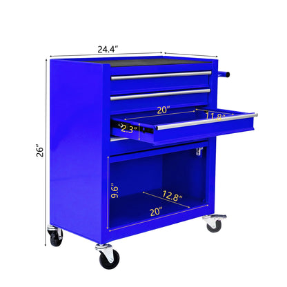 4 Drawers Multifunctional Tool Cart with Wheel Steel Tool Chest Storage Cabinet