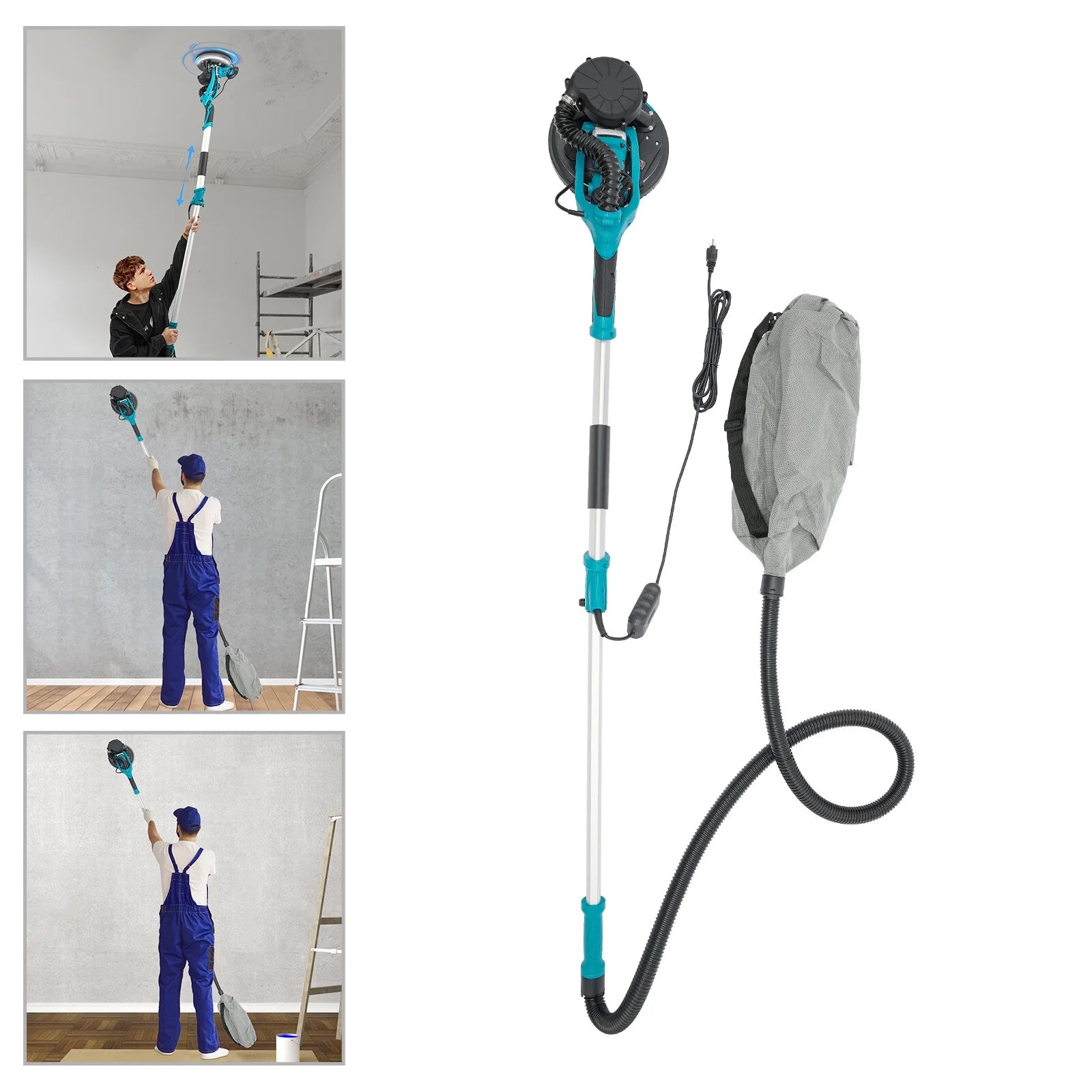 6 Gear Speed Orange Aluminum Alloy Electric Drywall Sander Vacuum with Dust Collection for Electric Ceiling and Wall