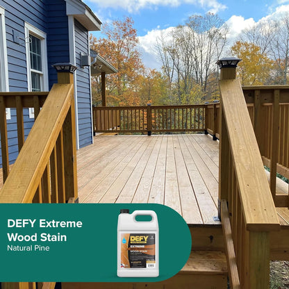 DEFY Extreme Wood Stain and Sealer in One - 5 Gallon Semi-Transparent Waterproof Coating for All Wood Types - Natural Pine