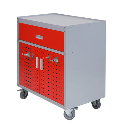 Tool Box Chest Cabinet Wheels Metal Rolling Auto Repair Storage w/Drawer, Red