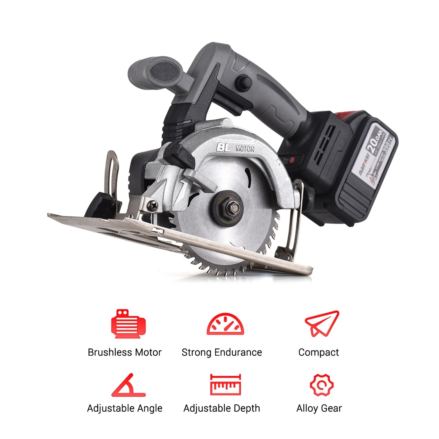 NANWEI Circular Saw Electric Saw 21V 7800RPM Cordless Brushless Tile Saw 45 Degree Adjustable Bevel Cutting with 110mm Blade
