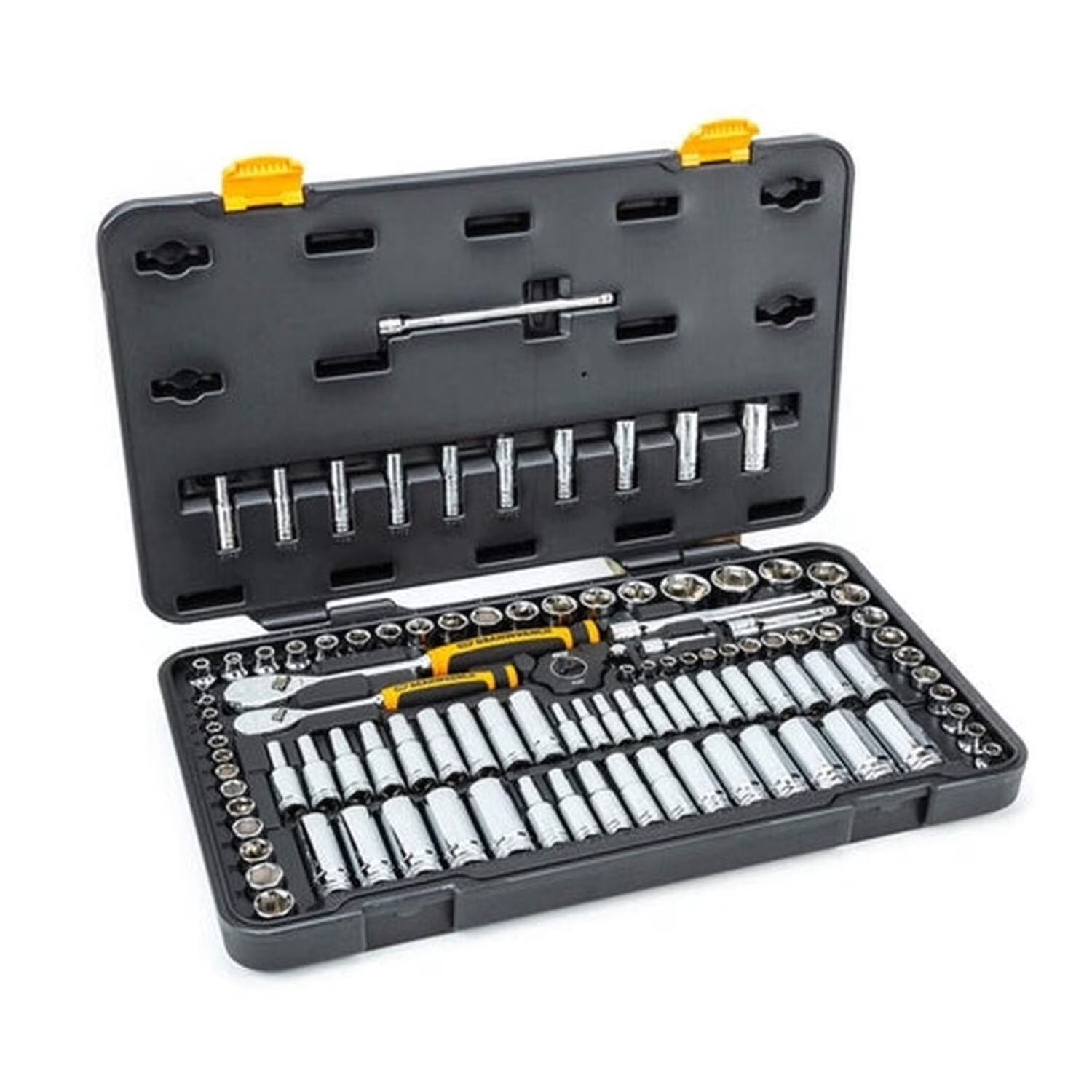 GEARWRENCH 1/4 in. and 3/8 in. Drive 6-Point Standard Deep SAE/Metric 90-Tooth Ratchet and Socket Mechanics Tool Set (106-Piece)