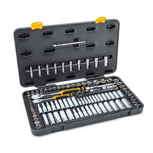 GEARWRENCH 1/4 in. and 3/8 in. Drive 6-Point Standard Deep SAE/Metric 90-Tooth Ratchet and Socket Mechanics Tool Set (106-Piece)