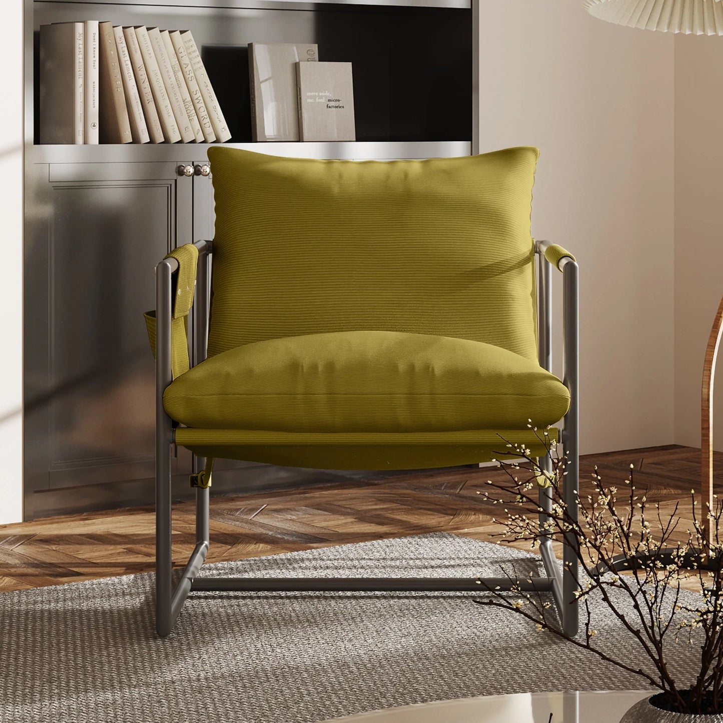 AUSTUFF Sling Accent Chairs for Living Room Storage Bag Chair, Grass green