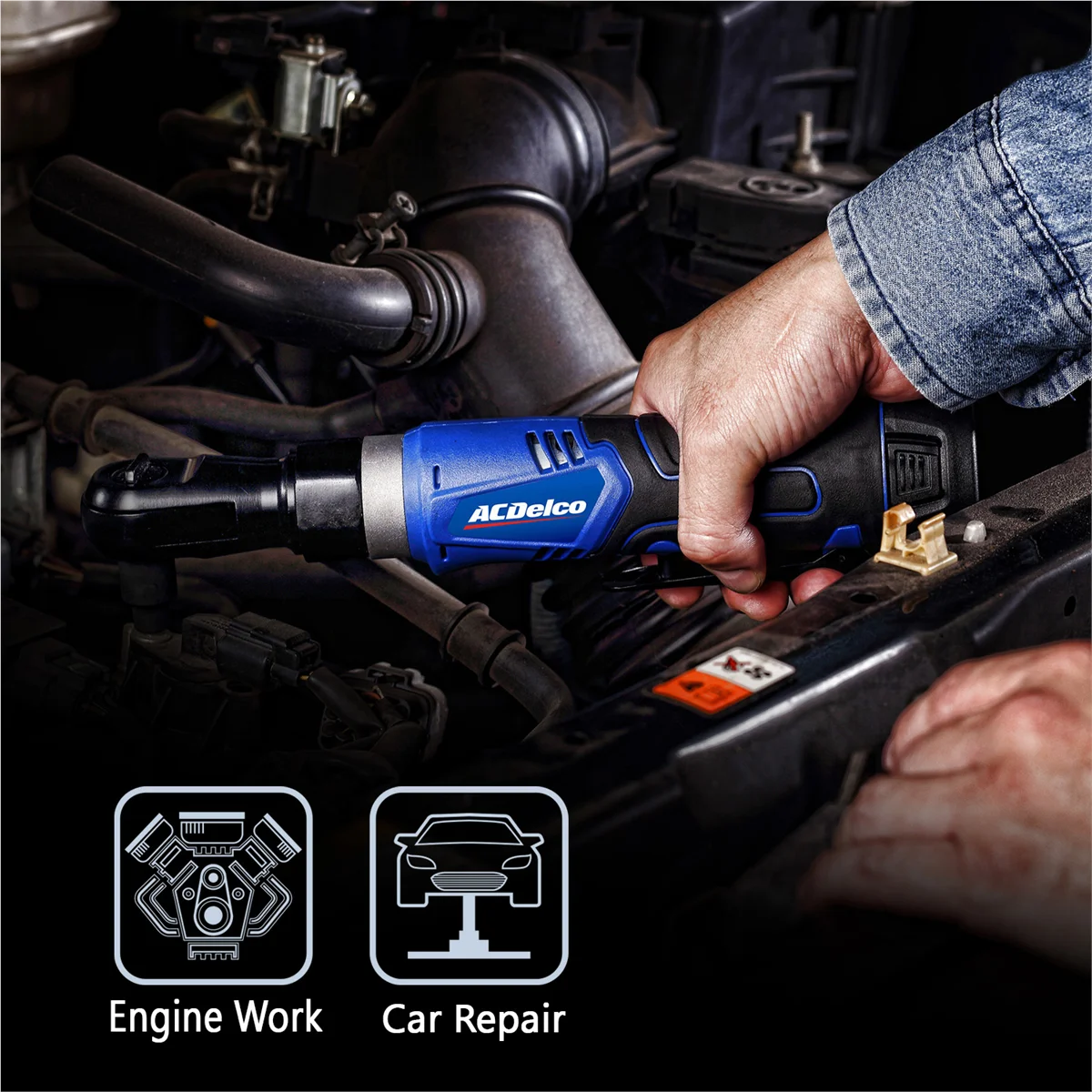 ACDelco G12 Series, 1/4 & 3/8 in Drive Size Cordless 2.0 Ah, 30 ft lb & 45 ft lb Electric Ratchet