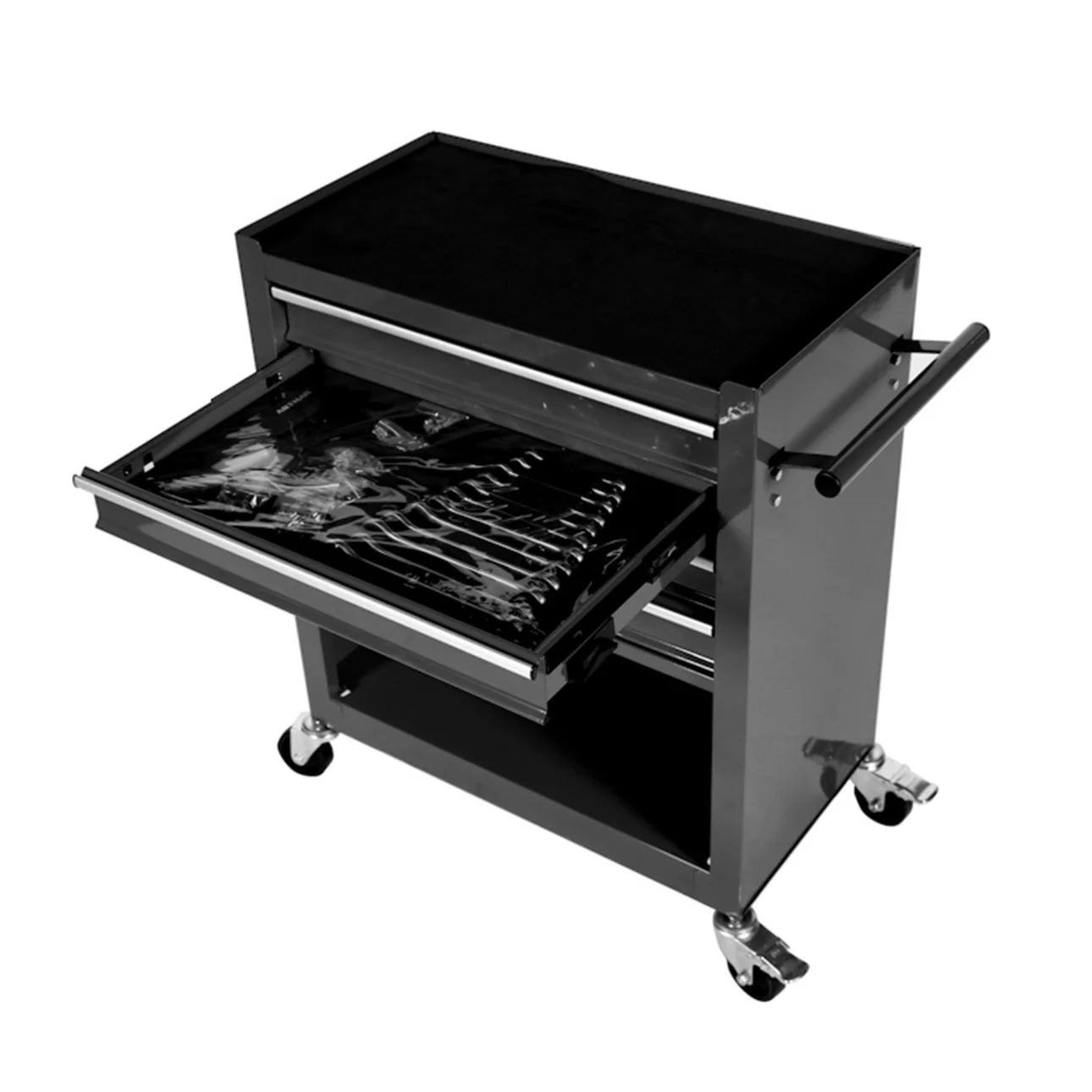4 Drawers Rolling Tool Chest, High Capacity Tool Box with Tool Sets, Tool Chest with Lockable System and Wheels, Utility Tool Storage Cart for Workshop Mechanics Garage (Black)