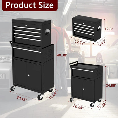 WildBreak 5 Drawers Tool Chest, with Wheels, Heavy Duty, for Garage & Workshop, Black