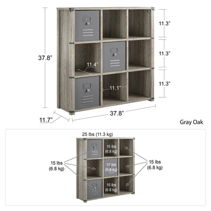 Nova 9 Cube Storage Bookcase - Grey Oak