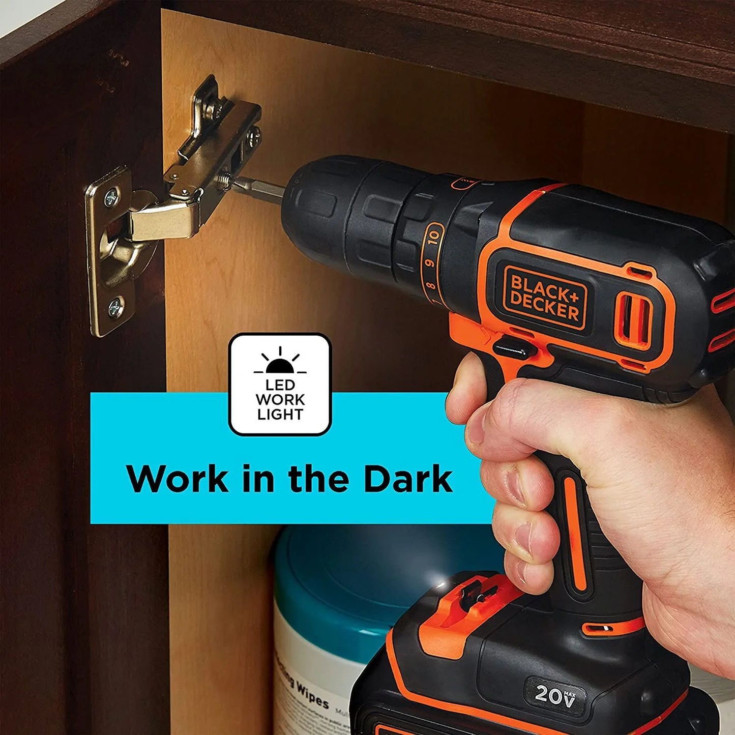 BLACK+DECKER 20V Cordless 3/8 in Drill Driver, 1.5Ah, Battery and Charger Included
