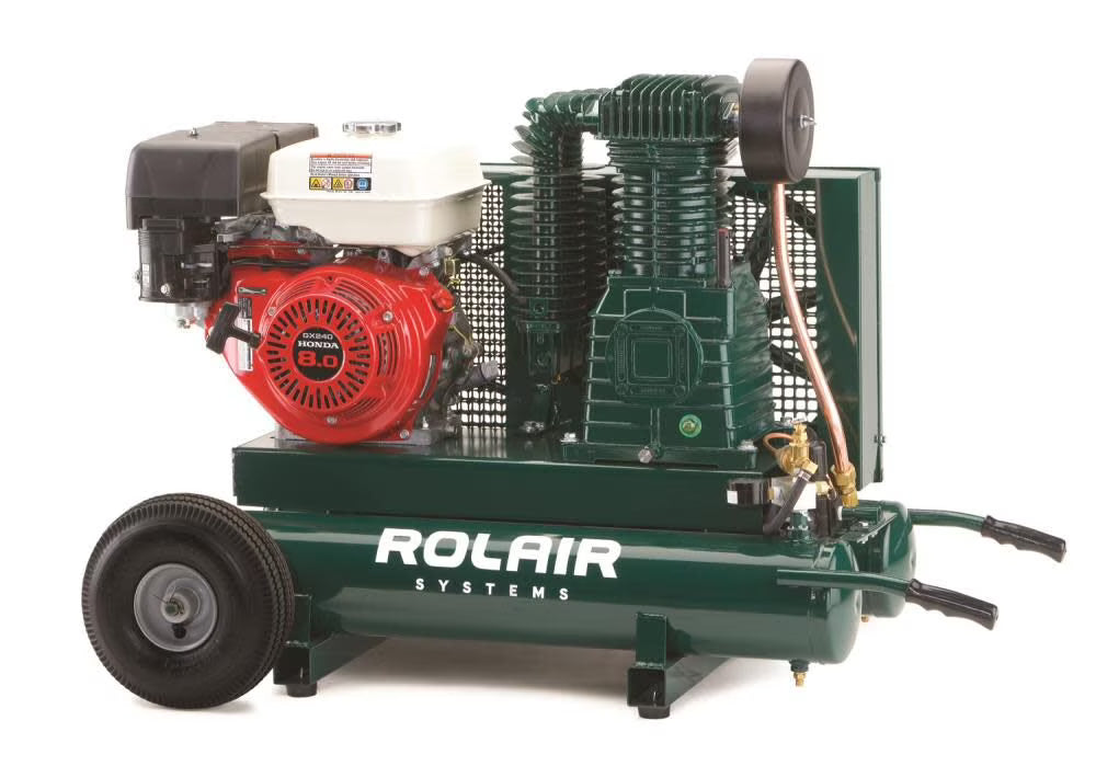 Rolair 8422HK30-0001 Green 9 HP 90 PSI 2 Stage Wheelbarrow Air Compressor 9 gal
