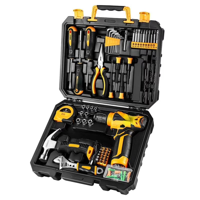 126-Piece Pink Household Tool Set with 8V Cordless Drill, Rechargeable Battery, All-in-One Compact Tools kit, Perfect , Ideal for Home Repairs & DIY Projects