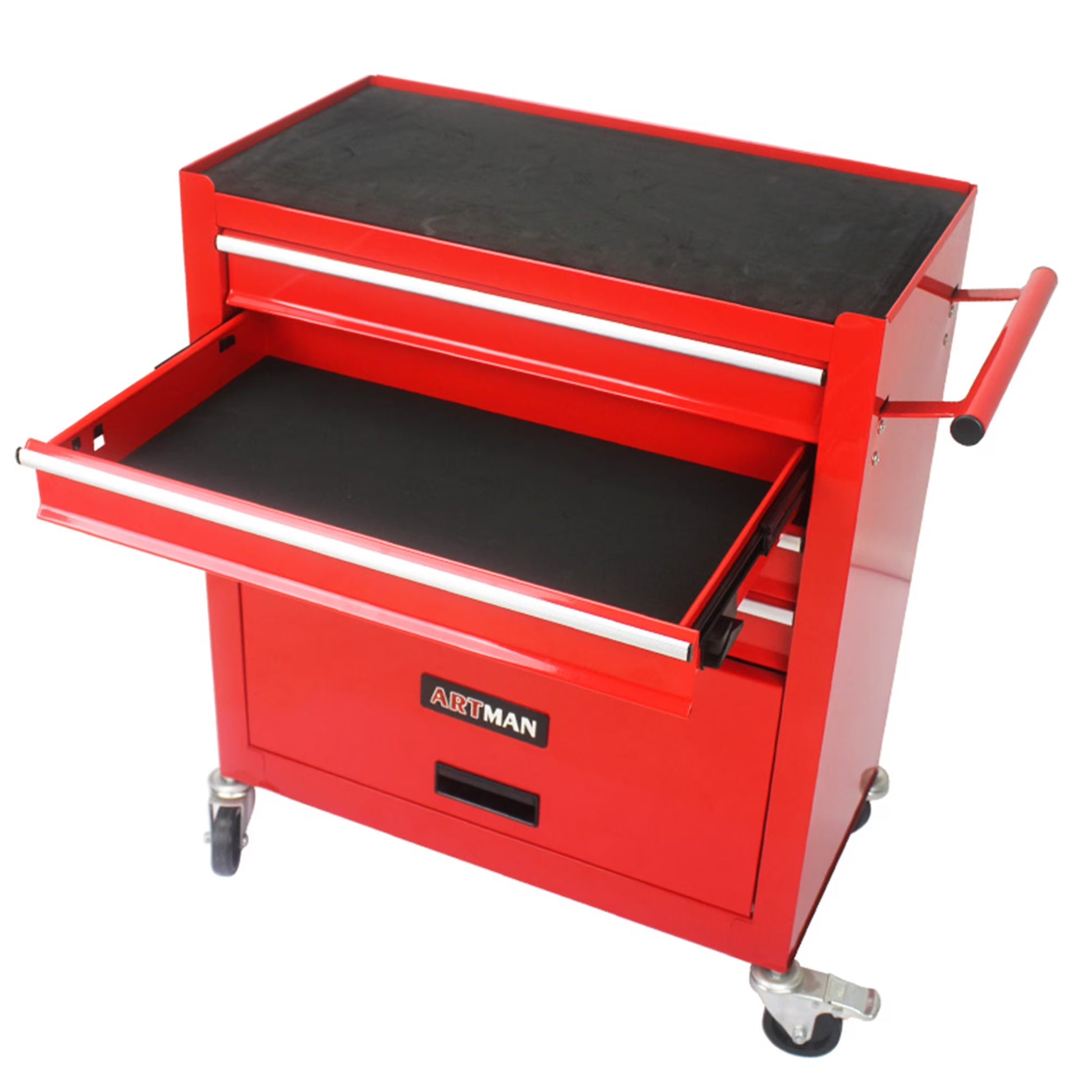 Aukfa Tool Chest, 24.5 in Steel Rolling Tool Box & Cabinet On Wheels for Garage, 4-Drawer, Blue