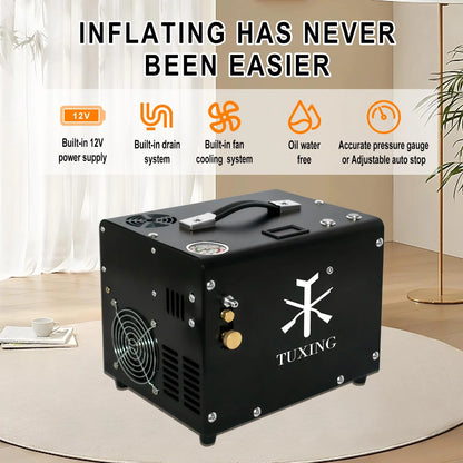 TUXING 4500Psi Pcp Compressor Built-in Fan Cooling/Converter for Pcp Air Rifle