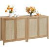 SICOTAS Sideboard Buffet Cabinet, Kitchen Cupboard Storage Cabinet with Rattan Doors and Shelves for Kitchen, Living Room, Bedroom