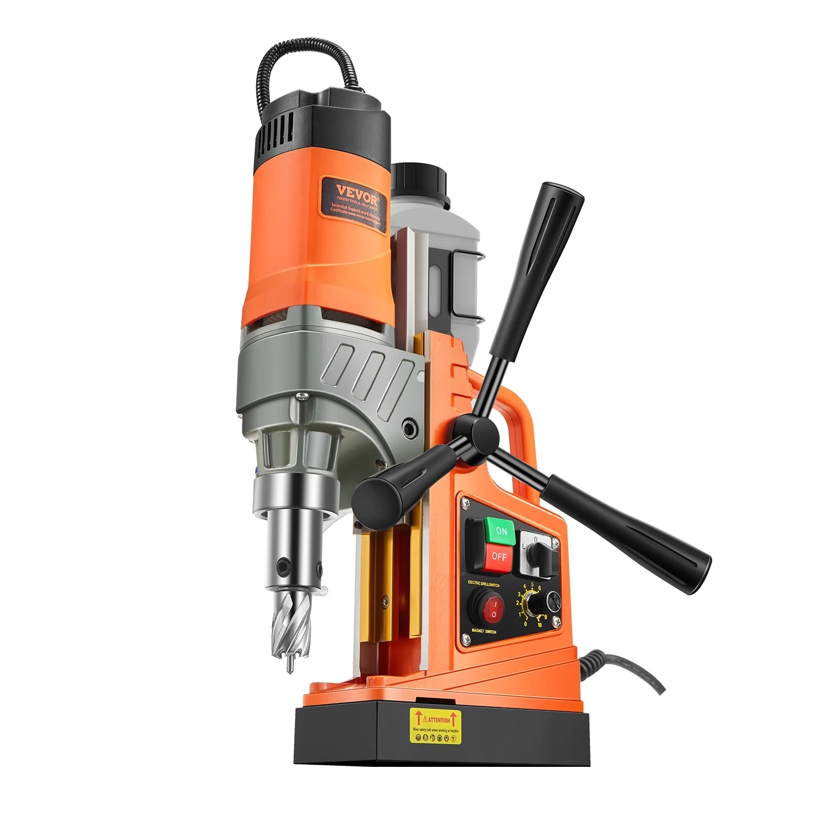 VEVOR Magnetic Drill, 1450W Motor 2 in Boring Diameter, 2878 lbf Portable Electric Mag Drill Press, with 6 Coring Bits, Variable Speed, Drilling Machine for Metal Surface, Home Improvement Industry