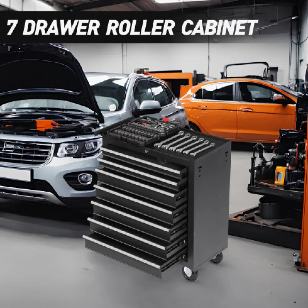 Rolling Tool Chest With 7 Drawer Tool Box With Wheels Multifunctional Tool Cart Mechanic Tool Storage Cabinet For Garage, Warehouse, Workshop, Repair Shop