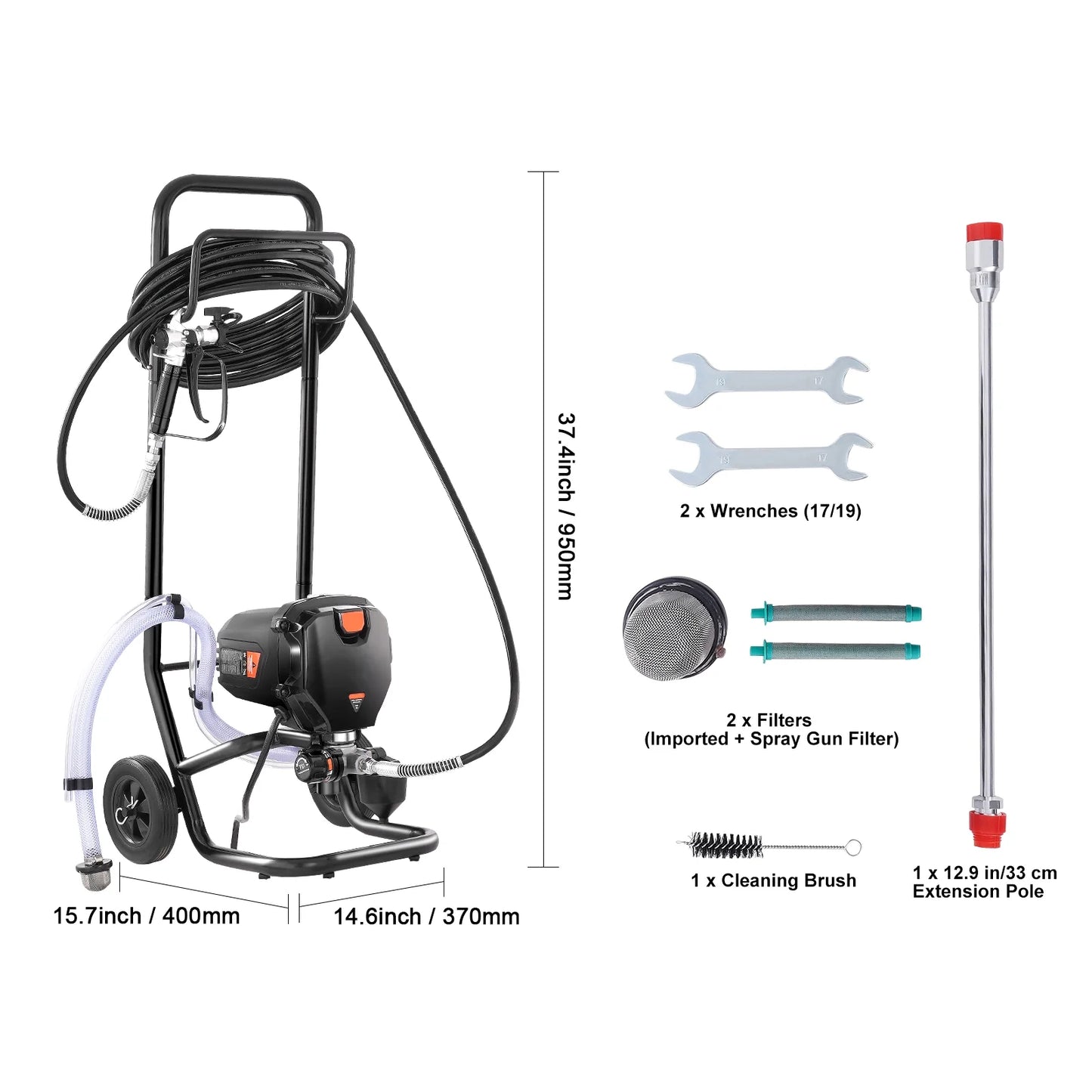 KFFKFF 750W Mobile Airless Paint Sprayer, 3000PSI Electric Sprayer for Efficient Painting, Suitable for Indoor & Outdoor Furniture, Walls, and Fences, Achieves Smooth, Uniform Coverage