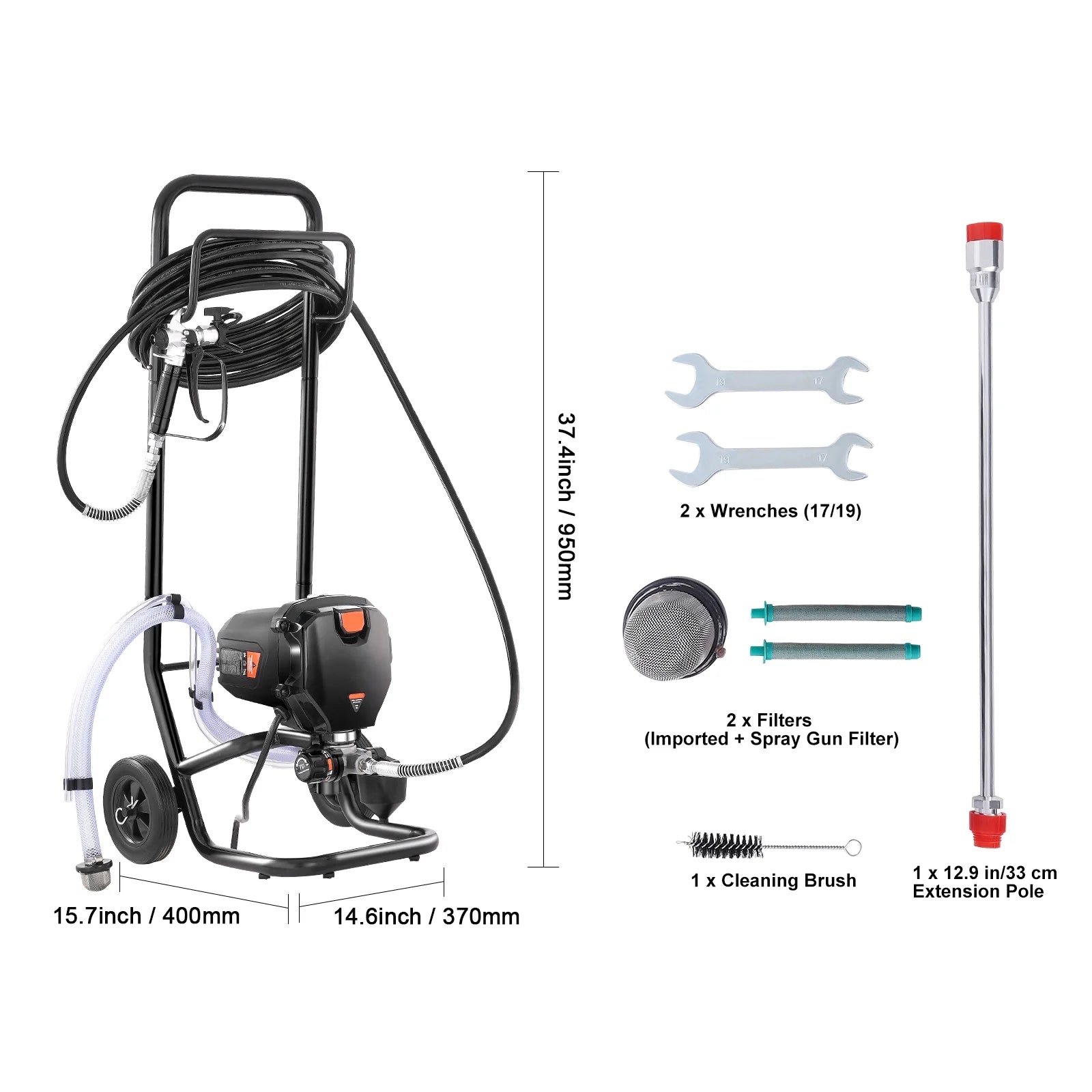 KFFKFF 750W Mobile Airless Paint Sprayer, 3000PSI Electric Sprayer for Efficient Painting, Suitable for Indoor & Outdoor Furniture, Walls, and Fences, Achieves Smooth, Uniform Coverage