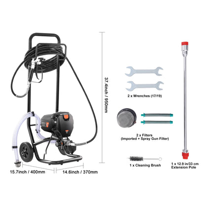 KFFKFF 750W Mobile Airless Paint Sprayer, 3000PSI Electric Sprayer for Efficient Painting, Suitable for Indoor & Outdoor Furniture, Walls, and Fences, Achieves Smooth, Uniform Coverage