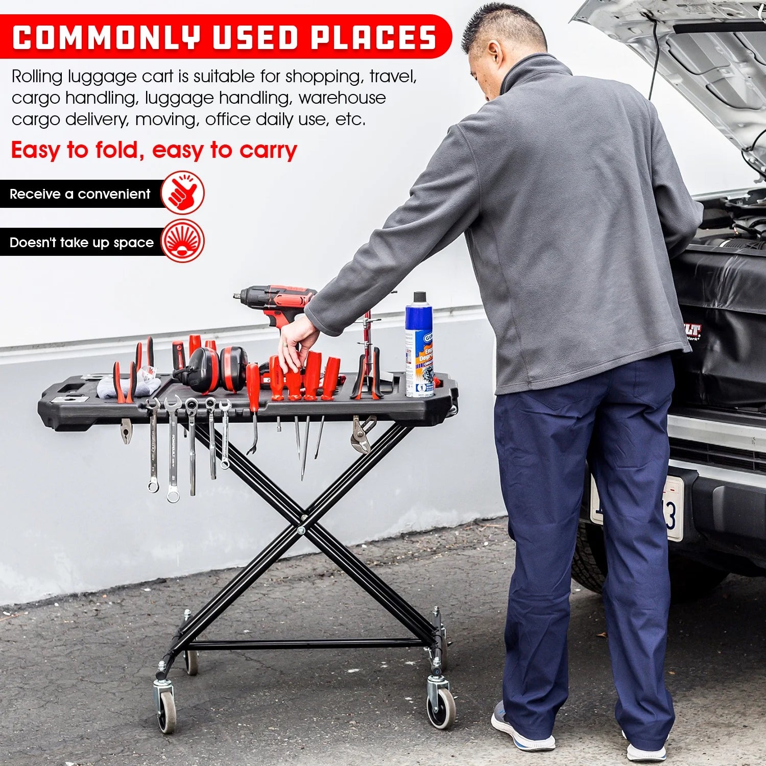 Powerbuilt 3-in-1 Heavy-Duty Work Table Dolly Cart - 642928ECE