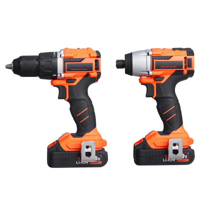 KFFKFF Instrument Set, Cordless 20V Maximum 2-Instrument Set, Incorporating 1/2 inch Impact Drill and 1/4 inch Impact Driver, Compact Wireless Power Instrument Set with 4.0 Ah Batteries, Bolts