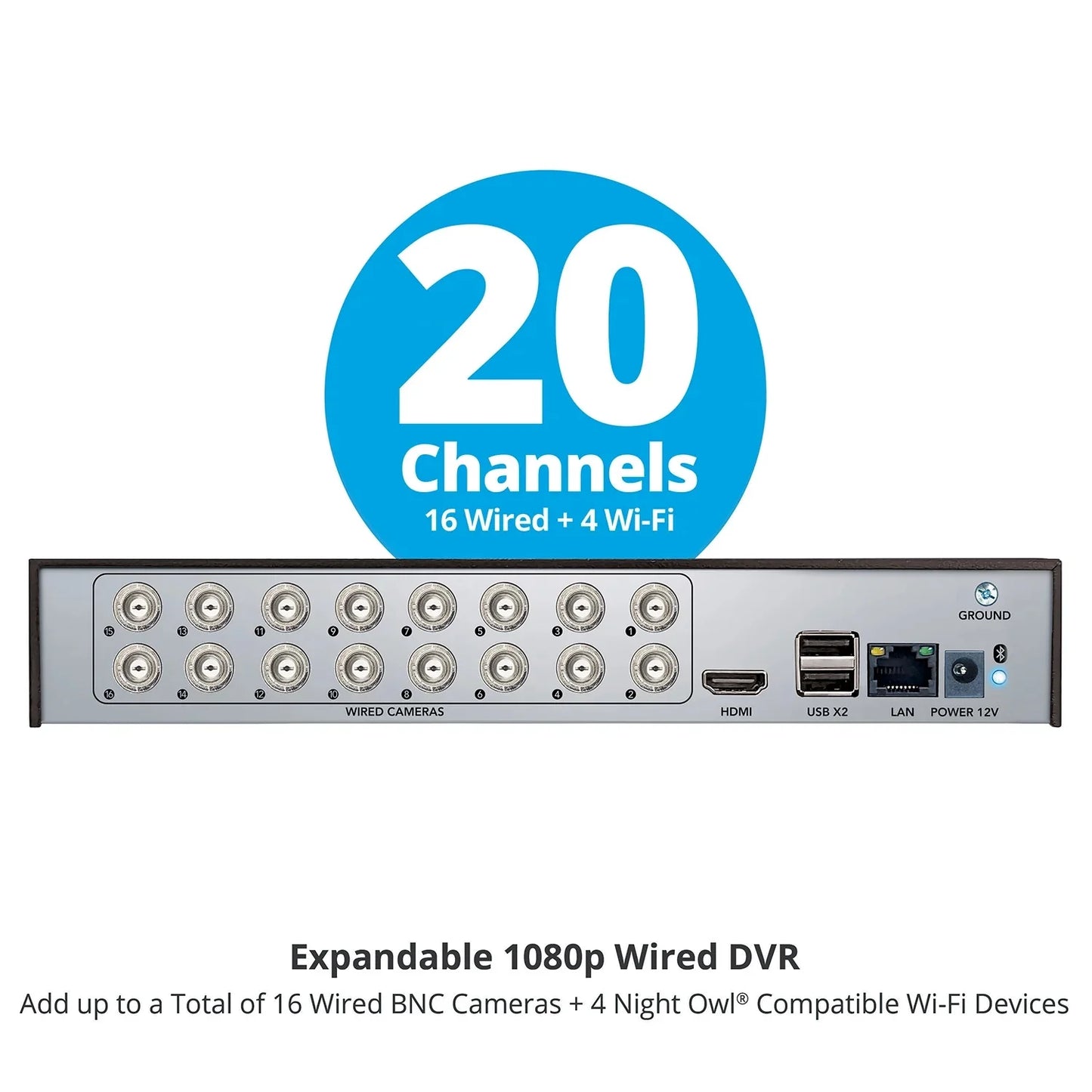 Night Owl 2-Way Audio 20 Channel DVR Security System with 1TB Hard Drive and 12 Wired 1080p Deterrence Cameras