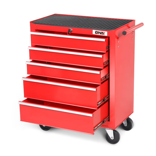 DNA Motoring TOOLS-00398 5 Drawer Portable Garage Warehouse Repair Tools Workshop Rolling Tool Cabinet Chest With Swivel Casters