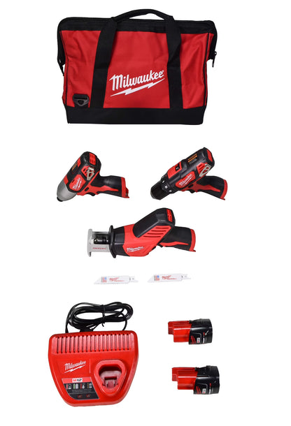Milwaukee 2498-23 M12 Cordless Lithium-Ion 3 Tool Combo Kit