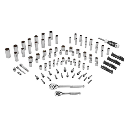 HART 140-Piece 1/4 and 3/8-inch Drive Mechanics Tool Set, Chrome Finish, SAE & Metric