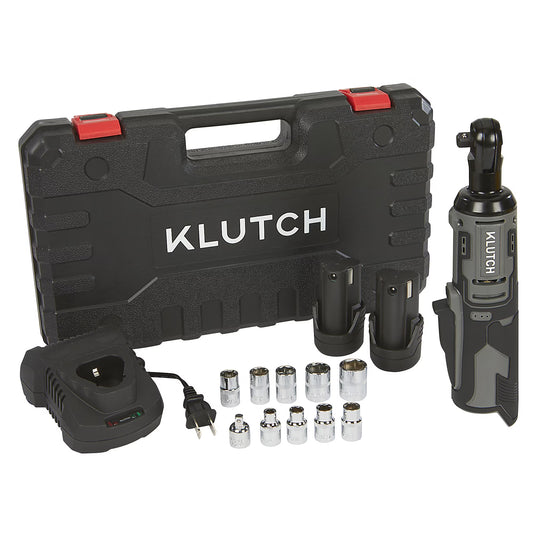 Klutch 3/8in. Ratchet Wrench Kit, 12V, Cordless, Lightweight, Ergonomic, 2.0Ah