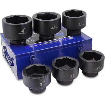 Stark USA 1" Drive 21PC Deep Impact Jumbo Socket Set, 6 Point MM, 27mm - 80mm, CrMo Steel