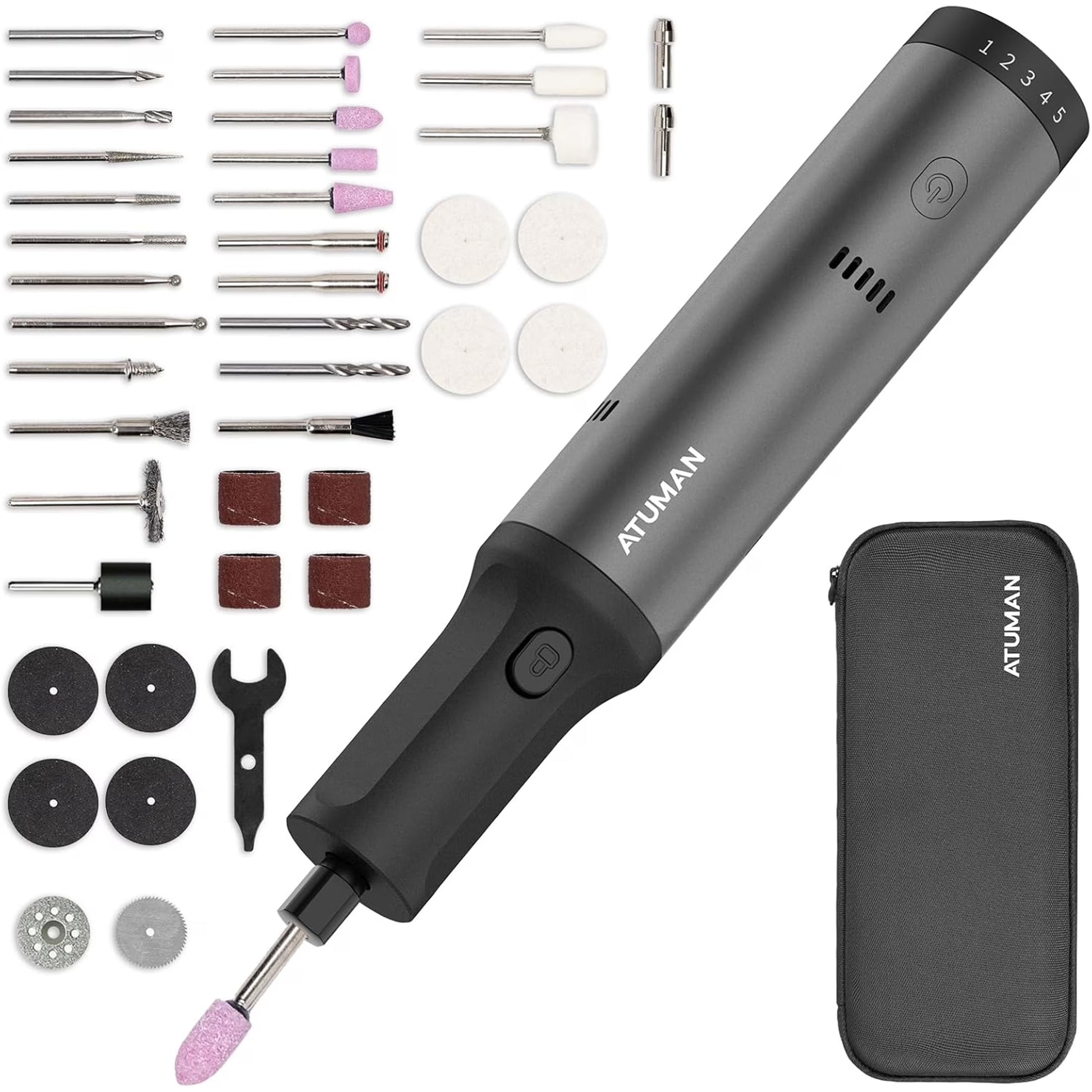 Cordless Rotary Tool Kit, 7.2V, 5 Speeds, with 42 Accessories, Sanding, Polishing, Etching, Engraving, DIY Crafts