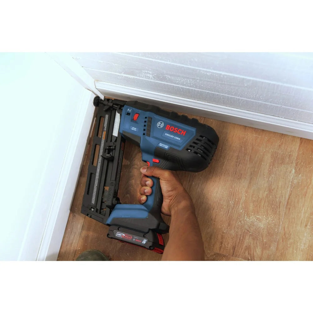 Restored Bosch GNH18V-16MAB12-RT 18V Lithium-Ion Brushless 16-Gauge Cordless Angled Finish Nailer Kit (2 Ah) (Refurbished)