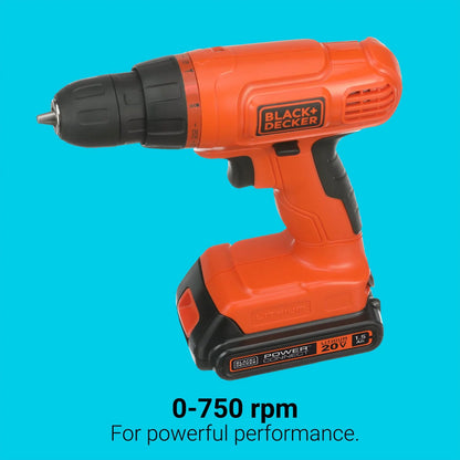 BLACK+DECKER 20V Cordless Drill, 1.5 Amps, 100 Piece Set, Battery and Charger Included