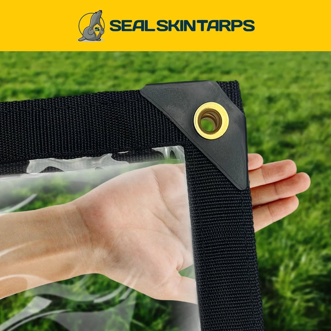 Seal Skin Waterproof Clear Tarp,20 Mil Transparent Vinyl Tarpaulin with Grommets 12' X 20'