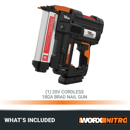 Worx Nitro WX842L.9 20V Power Share Cordless 18GA Brad Gun (No Battery and Charger Included - Tool Only)