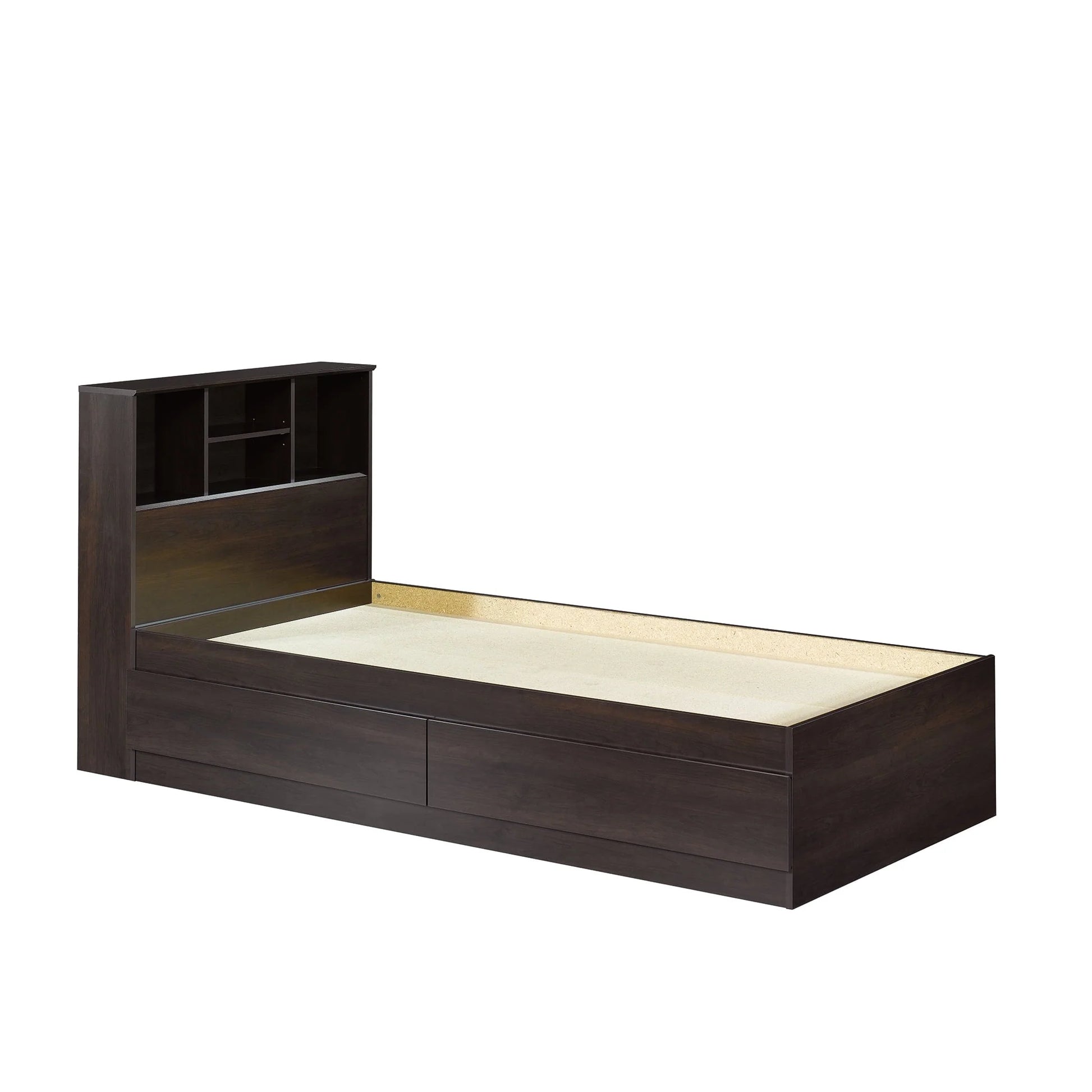 Mainstays Mates Storage Bed with Bookcase Headboard, Twin, Cinnamon Cherry Finish