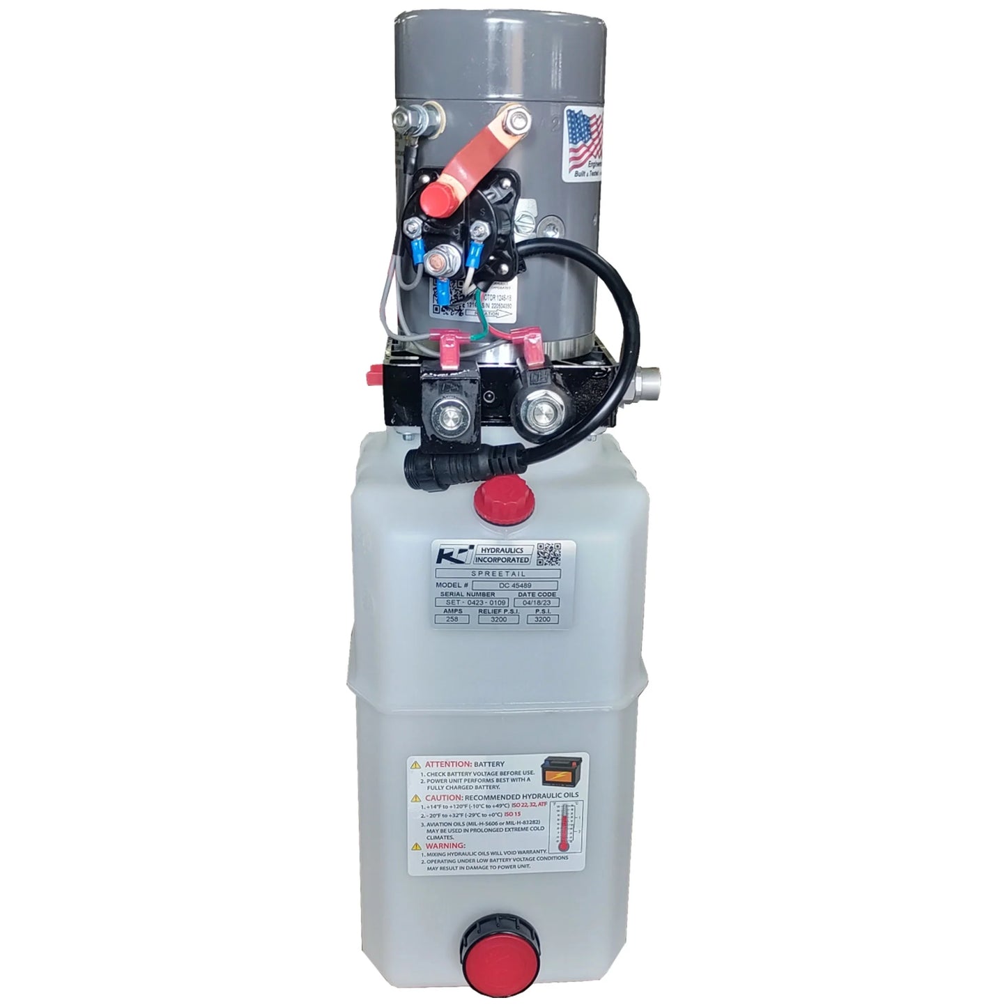 KTI Hydraulics 12 VDC Hydraulic Power Unit,Single Double Acting, 3 Quarts