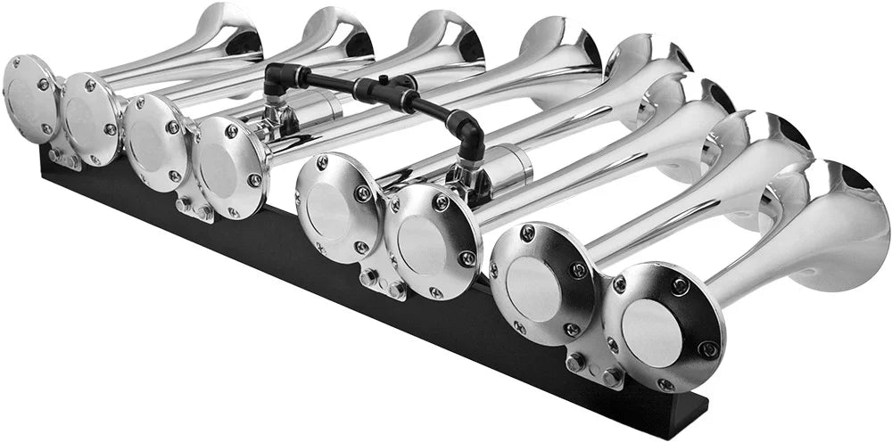 Vixen Horns OCTOPOD Train Horn Kit for Trucks/Car/Semi. Complete Onboard System- 200psi Air Compressor, 3 Gallon Tank, 8 Trumpets. Super Loud dB. Fits Vehicles like Pickup/Jeep/RV 12v VXO8330/8124XC